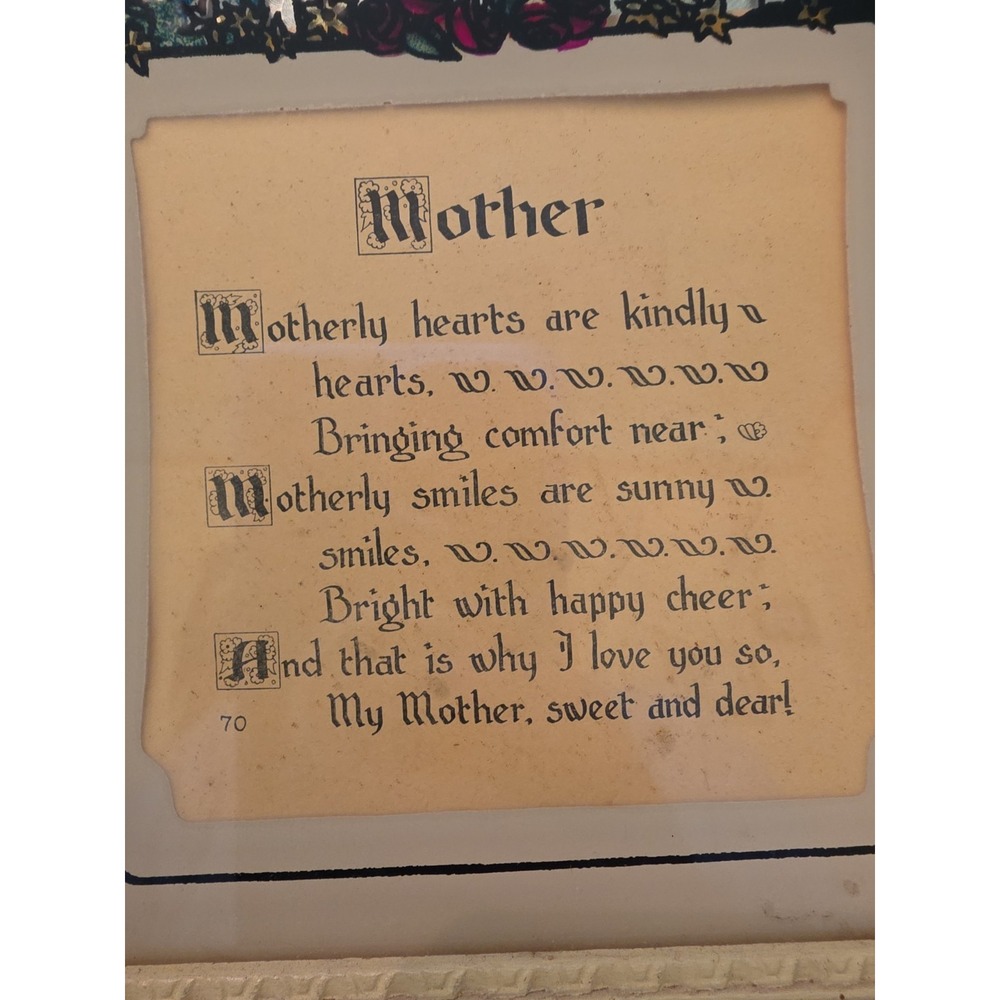 Vintage 1930 Art Deco Mother Print Art Pub Co Chicago Framed Antique Poem - Picture 4 of 8